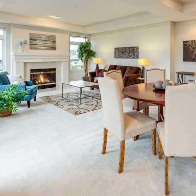Living Dining Area Fireplace Sofa Windows Clean Carpet Living Dining Area Fireplace Sofa Windows Clean Carpet